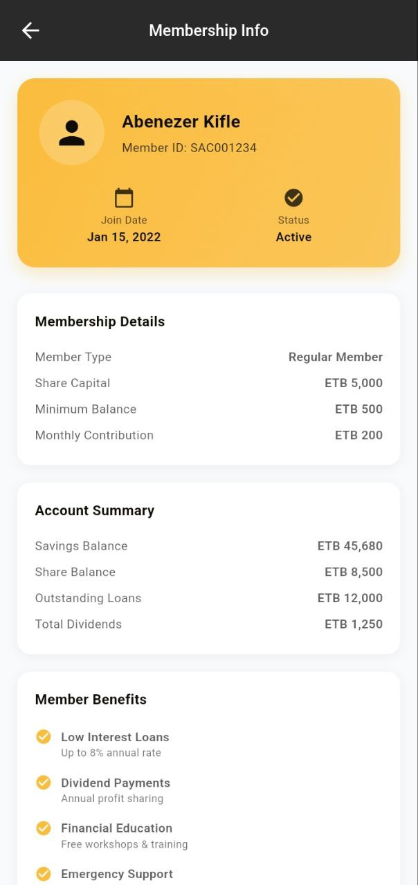 Member app — Membership, in full detail
